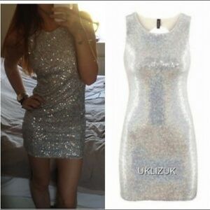 Divided By H&M Silver Sequin Dress